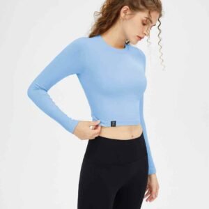 بنطلون يوغا مطوي باللون الوردي